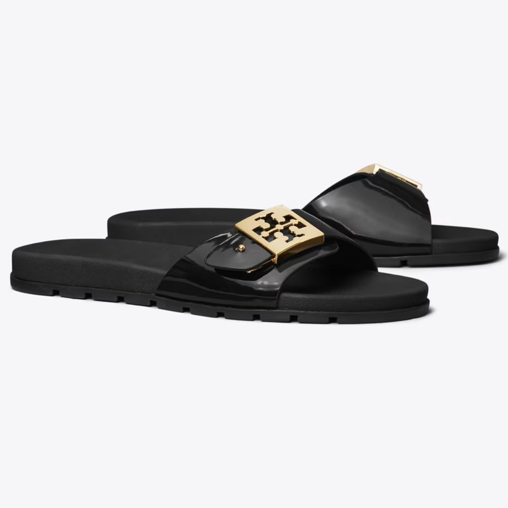 NWT Tory Burch Mellow Slide 
Perfect Black / Gold / Perfect Black - Picture 4 of 11